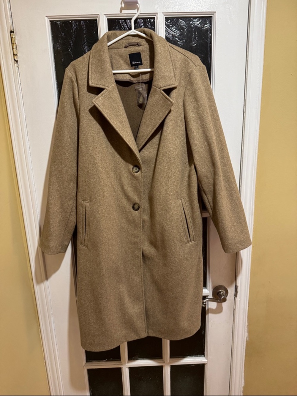 Tan Single-Breasted Wool-Blend Trench Coat from Reitmans